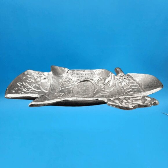 Halloween Skull Silver Cast Metal Dish Top Hat Gothic Rose Serving Dish 9" Candy - Picture 6 of 9